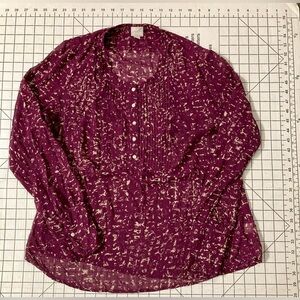 Converse One-Star Women’s Size Large Maroon Long Sleeve Blouse